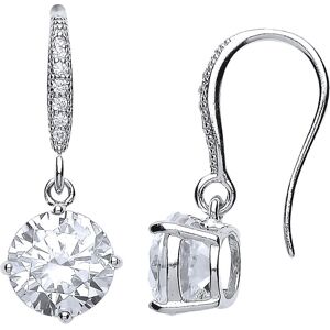 Jewelco London Ladies Sterling Silver Cubic Zirconia Solitaire Drop Earrings - G Jewelco London Ladies Sterling Silver Cubic Zirconia Solitaire Drop Earrings - G