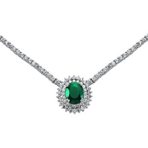 Jewelco London Ladies Sterling Silver Emerald-Green Oval Cubic Zirconia Royal La Jewelco London Ladies Sterling Silver Emerald-Green Oval Cubic Zirconia Royal La