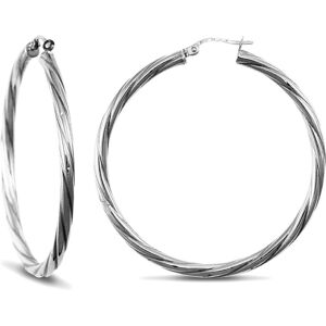 Jewelco London Sterling Silver Twist Hoop Earrings - 3mm - 4.5cm - AER001F Jewelco London Sterling Silver Twist Hoop Earrings - 3mm - 4.5cm - AER001F