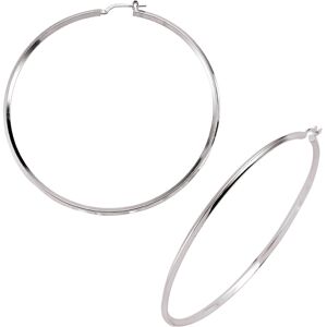 Jewelco London Ladies Sterling Silver Round Tube Polished Hoop Earrings 65mm - E Jewelco London Ladies Sterling Silver Round Tube Polished Hoop Earrings 65mm - E