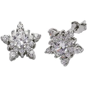 Jewelco London Ladies Sterling Silver Cubic Zirconia Star Cluster Stud Earrings Jewelco London Ladies Sterling Silver Cubic Zirconia Star Cluster Stud Earrings