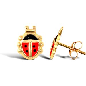 Jewelco London Ladies 9ct Yellow Gold Enamel Ladybird Ladybug Stud Earrings - JE Jewelco London Ladies 9ct Yellow Gold Enamel Ladybird Ladybug Stud Earrings - JE
