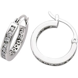 Jewelco London Ladies Sterling Silver Cubic Zirconia Huggie Hoop Earrings 17mm - Jewelco London Ladies Sterling Silver Cubic Zirconia Huggie Hoop Earrings 17mm -