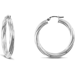 Jewelco London Sterling Silver Twist Hoop Earrings - 5mm - 3.4cm - AER003C Jewelco London Sterling Silver Twist Hoop Earrings - 5mm - 3.4cm - AER003C