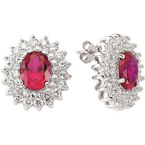 Jewelco London Ladies Sterling Silver Ruby-Red Oval Cubic Zirconia Royal Cluster Jewelco London Ladies Sterling Silver Ruby-Red Oval Cubic Zirconia Royal Cluster