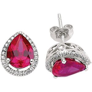 Jewelco London Ladies Sterling Silver Ruby-Red Pear Cubic Zirconia Halo Tears of Jewelco London Ladies Sterling Silver Ruby-Red Pear Cubic Zirconia Halo Tears of
