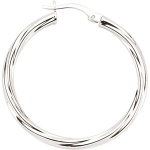 Jewelco London Ladies Sterling Silver Twisted Hoop Earrings 39mm 3mm - ER26 Jewelco London Ladies Sterling Silver Twisted Hoop Earrings 39mm 3mm - ER26