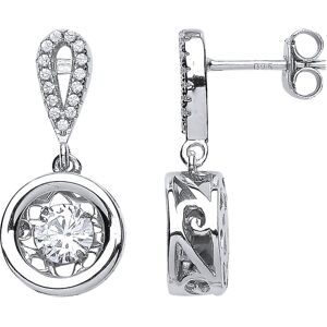 Jewelco London Ladies Sterling Silver Cubic Zirconia Solitaire Drop Earrings - G Jewelco London Ladies Sterling Silver Cubic Zirconia Solitaire Drop Earrings - G