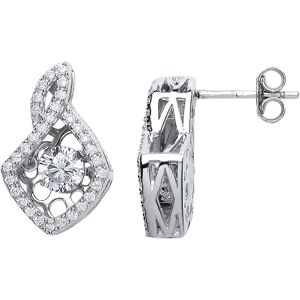 Jewelco London Ladies Sterling Silver Cubic Zirconia Solitaire Drop Earrings - G Jewelco London Ladies Sterling Silver Cubic Zirconia Solitaire Drop Earrings - G