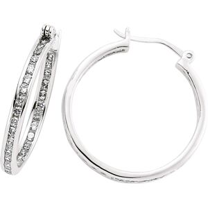 Jewelco London Ladies Sterling Silver Cubic Zirconia Channel Eternity Hoop Earri Jewelco London Ladies Sterling Silver Cubic Zirconia Channel Eternity Hoop Earri