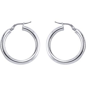 Jewelco London Ladies Sterling Silver Round Tube Polished Hoop Earrings 3mm 25mm Jewelco London Ladies Sterling Silver Round Tube Polished Hoop Earrings 3mm 25mm