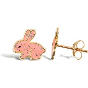 Jewelco London Ladies 9ct Yellow Gold Pink Enamel Bunny Rabbit Stud Earrings - J Jewelco London Ladies 9ct Yellow Gold Pink Enamel Bunny Rabbit Stud Earrings - J