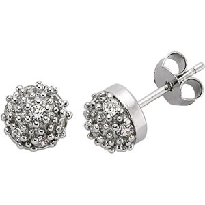 Jewelco London Ladies Sterling Silver Cubic Zirconia Disco Ball Stud Earrings - Jewelco London Ladies Sterling Silver Cubic Zirconia Disco Ball Stud Earrings -