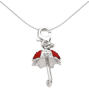 Jewelco London Unisex Sterling Silver Ruby-Red Crystal 3D Umbrella Lobster Clasp Jewelco London Unisex Sterling Silver Ruby-Red Crystal 3D Umbrella Lobster Clasp