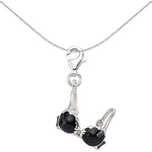 Jewelco London Unisex Sterling Silver Black Enamel Bra Lobster Clasp Link Charm Jewelco London Unisex Sterling Silver Black Enamel Bra Lobster Clasp Link Charm