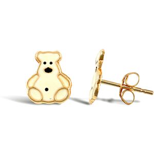 Jewelco London Ladies 9ct Yellow Gold White Enamel Polar Bear Stud Earrings - JE Jewelco London Ladies 9ct Yellow Gold White Enamel Polar Bear Stud Earrings - JE