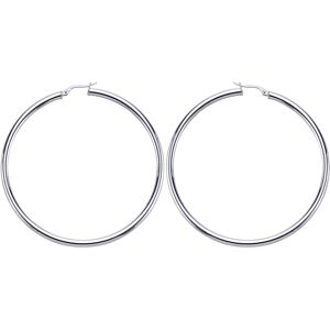 Jewelco London Ladies Sterling Silver Round Tube Polished Hoop Earrings 65mm - E Jewelco London Ladies Sterling Silver Round Tube Polished Hoop Earrings 65mm - E