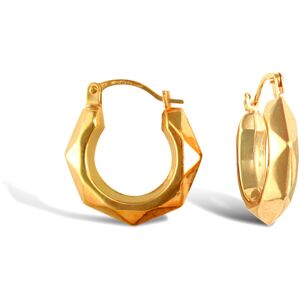 Jewelco London Ladies 9ct Yellow Gold Faceted Donut Creole Earrings - JER759A Jewelco London Ladies 9ct Yellow Gold Faceted Donut Creole Earrings - JER759A