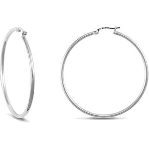 Jewelco London Sterling Silver Polished Hoop Earrings - 2mm - 4.3cm - AER008A Jewelco London Sterling Silver Polished Hoop Earrings - 2mm - 4.3cm - AER008A