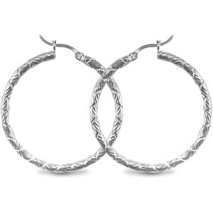 Jewelco London Sterling Silver Silver D/C Twist Hoop Earrings - 3mm - 4cm - AER Jewelco London Sterling Silver Silver D/C Twist Hoop Earrings - 3mm - 4cm - AER