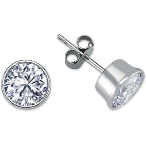 Jewelco London Rhodium Plated Sterling Silver Round Cubic Zirconia Solitaire Stu Jewelco London Rhodium Plated Sterling Silver Round Cubic Zirconia Solitaire Stu