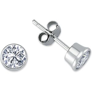 Jewelco London Rhodium Plated Sterling Silver Round Cubic Zirconia Solitaire Stu Jewelco London Rhodium Plated Sterling Silver Round Cubic Zirconia Solitaire Stu