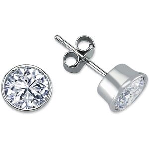 Jewelco London Rhodium Plated Sterling Silver Round Cubic Zirconia Solitaire Stu Jewelco London Rhodium Plated Sterling Silver Round Cubic Zirconia Solitaire Stu