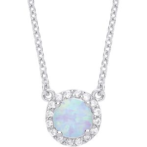 Jewelco London Ladies Sterling Silver Opal & Cubic Zirconia Solitaire Halo Charm Jewelco London Ladies Sterling Silver Opal & Cubic Zirconia Solitaire Halo Charm