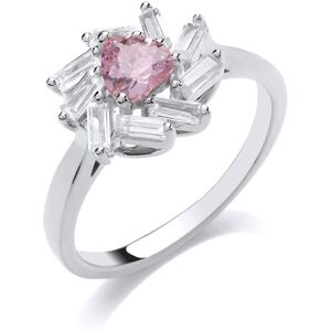 (P) Jewelco London Ladies Rhodium Plated Sterling Silver Pink Baguette Cubic Zir (P) Jewelco London Ladies Rhodium Plated Sterling Silver Pink Baguette Cubic Zir