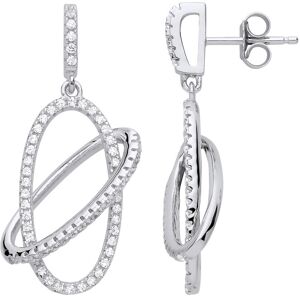 Jewelco London Ladies Sterling Silver Cubic Zirconia Oval Orbit Halo Stud Drop E Jewelco London Ladies Sterling Silver Cubic Zirconia Oval Orbit Halo Stud Drop E