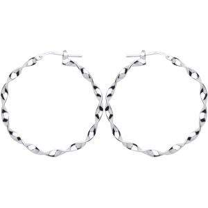 Jewelco London Ladies Sterling Silver Ribbon Twist Hoop Earrings 35mm - ER92 Jewelco London Ladies Sterling Silver Ribbon Twist Hoop Earrings 35mm - ER92