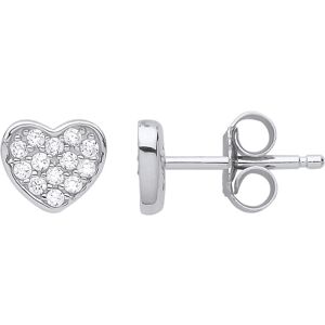 Jewelco London Ladies Sterling Silver Cubic Zirconia Love Heart Cluster Stud Ear Jewelco London Ladies Sterling Silver Cubic Zirconia Love Heart Cluster Stud Ear