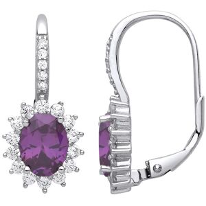 Jewelco London Silver Purple Oval CZ Drop Earrings - GVE817AM Jewelco London Silver Purple Oval CZ Drop Earrings - GVE817AM