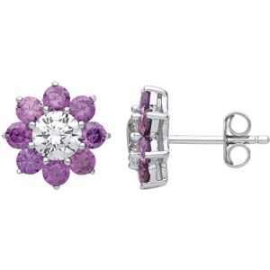 Jewelco London Ladies Sterling Silver Purple Cubic Zirconia Majestic Flower Clus Jewelco London Ladies Sterling Silver Purple Cubic Zirconia Majestic Flower Clus