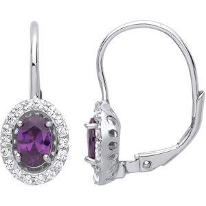 Jewelco London Ladies Sterling Silver Purple Oval Cubic Zirconia Solitaire Halo Jewelco London Ladies Sterling Silver Purple Oval Cubic Zirconia Solitaire Halo