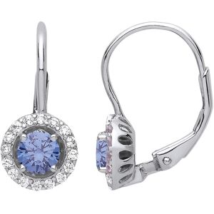 Jewelco London Ladies Sterling Silver Blue Cubic Zirconia Solitaire Halo Drop Ea Jewelco London Ladies Sterling Silver Blue Cubic Zirconia Solitaire Halo Drop Ea