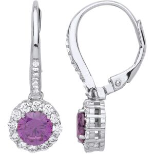 Jewelco London Ladies Sterling Silver Purple Cubic Zirconia Solitaire Halo Drop Jewelco London Ladies Sterling Silver Purple Cubic Zirconia Solitaire Halo Drop
