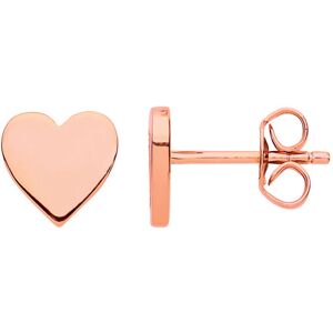 Jewelco London Ladies Rose Gold-Plated Sterling Silver Plain Love Heart Stud Ear Jewelco London Ladies Rose Gold-Plated Sterling Silver Plain Love Heart Stud Ear