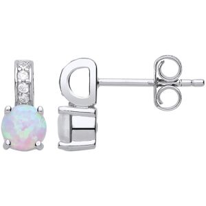 Jewelco London Ladies Sterling Silver Opal & Cubic Zirconia Solitaire Stud Drop Jewelco London Ladies Sterling Silver Opal & Cubic Zirconia Solitaire Stud Drop