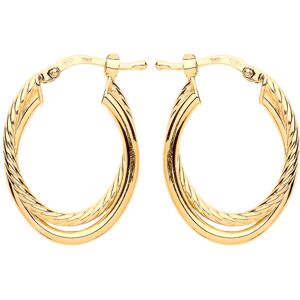 Jewelco London Ladies Yellow Gold-Plated Sterling Silver Twist Double Oval Hoop Jewelco London Ladies Yellow Gold-Plated Sterling Silver Twist Double Oval Hoop