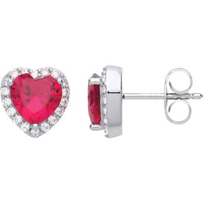 Jewelco London Ladies Sterling Silver Ruby-Red Heart Cubic Zirconia Love Halo So Jewelco London Ladies Sterling Silver Ruby-Red Heart Cubic Zirconia Love Halo So