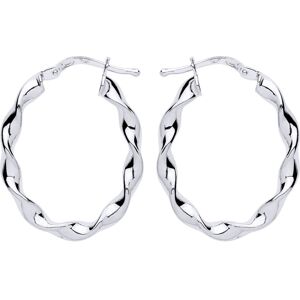 Jewelco London Ladies Sterling Silver Ribbon Twist Oval Hoop Earrings 21mm x 27m Jewelco London Ladies Sterling Silver Ribbon Twist Oval Hoop Earrings 21mm x 27m