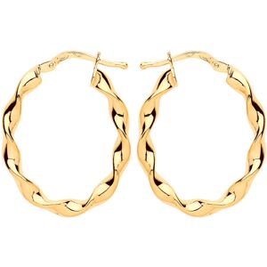 Jewelco London Ladies Yellow Gold-Plated Sterling Silver Ribbon Twist Oval Hoop Jewelco London Ladies Yellow Gold-Plated Sterling Silver Ribbon Twist Oval Hoop