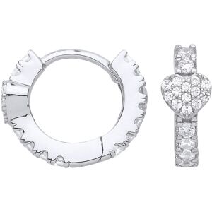 Jewelco London Ladies Sterling Silver Cubic Zirconia Love Heart Huggie Hoop Earr Jewelco London Ladies Sterling Silver Cubic Zirconia Love Heart Huggie Hoop Earr