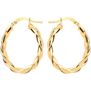 Jewelco London Ladies Yellow Gold-Plated Sterling Silver Candy Twist Oval Hoop E Jewelco London Ladies Yellow Gold-Plated Sterling Silver Candy Twist Oval Hoop E