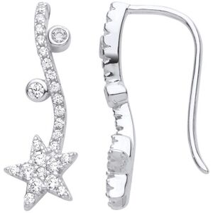 Jewelco London Ladies Rhodium Plated Sterling Silver CZ Fairy Magic Wand Star Dr Jewelco London Ladies Rhodium Plated Sterling Silver CZ Fairy Magic Wand Star Dr
