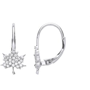Jewelco London Ladies Sterling Silver Cubic Zirconia Canada Maple Leaf Drop Earr Jewelco London Ladies Sterling Silver Cubic Zirconia Canada Maple Leaf Drop Earr
