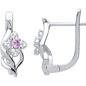 Jewelco London Ladies Sterling Silver Pink Cubic Zirconia Wavy Flower Petal Drop Jewelco London Ladies Sterling Silver Pink Cubic Zirconia Wavy Flower Petal Drop