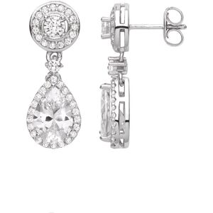 Jewelco London Ladies Rhodium Plated Sterling Silver Pear CZ Raindrop Double Bez Jewelco London Ladies Rhodium Plated Sterling Silver Pear CZ Raindrop Double Bez