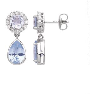 Jewelco London Ladies Rhodium Plated Sterling Silver Blue Pear CZ Raindrop Halo Jewelco London Ladies Rhodium Plated Sterling Silver Blue Pear CZ Raindrop Halo